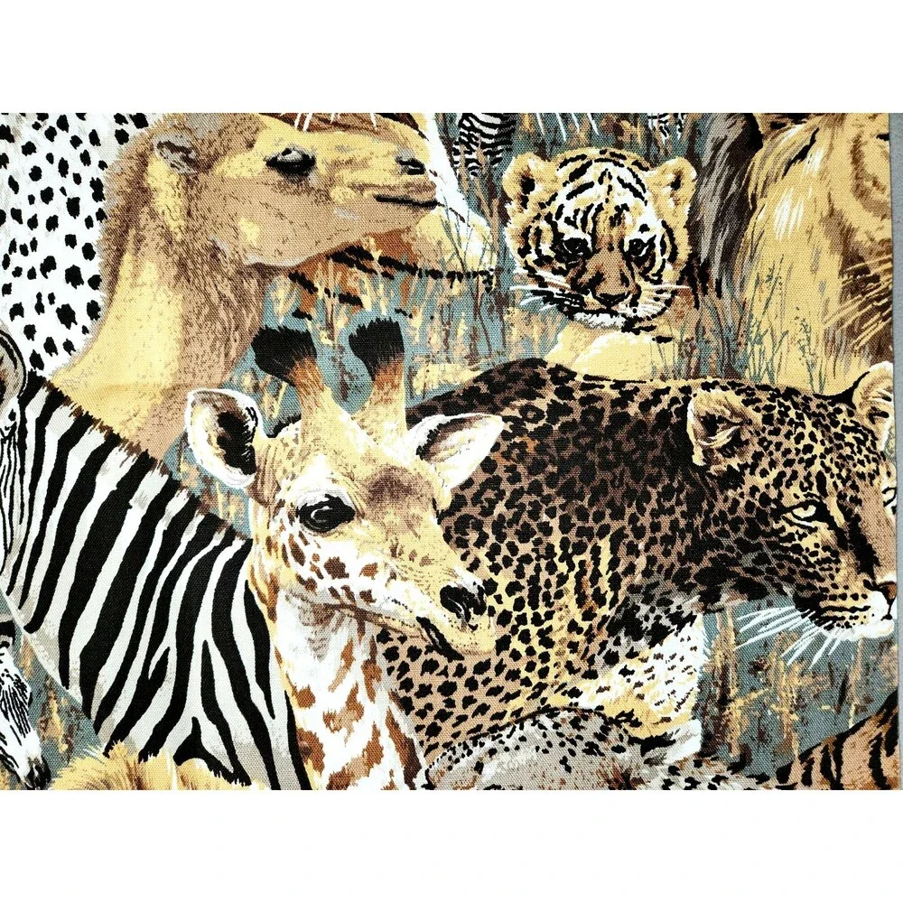 1 Yard Of Cotton Fabric Animals Lion Zebra Bear Leopard Giraffe Tiger Camel #03